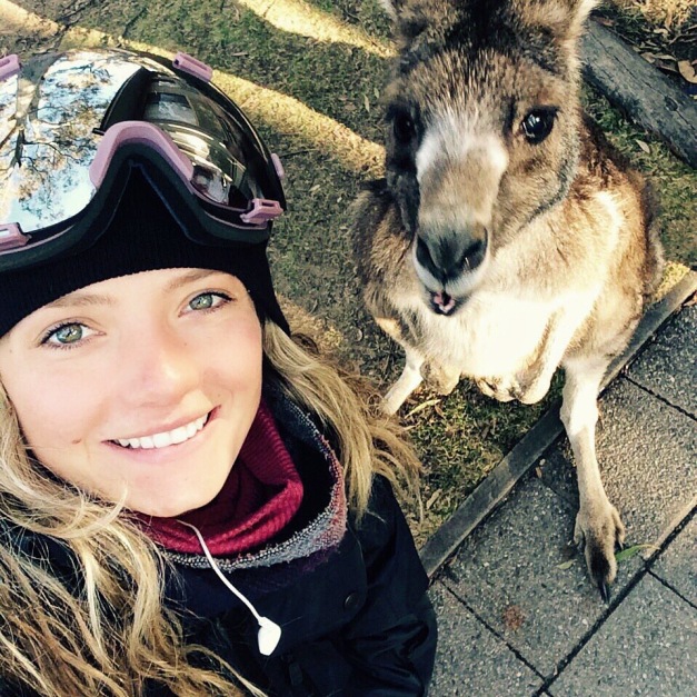 While training and competing at Perisher Resort in New South Wales, Australia, in August for the second consecutive year, Jessika Jenson got to meet some kangaroos at Kosciuszko National Park. Photo courtesy of Jessika Jenson